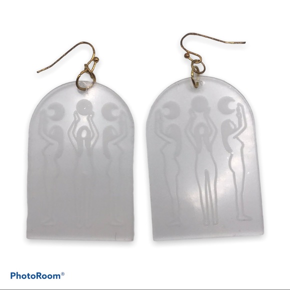 Transparent acrylic triple moon goddess earrings - Picture 3 of 3